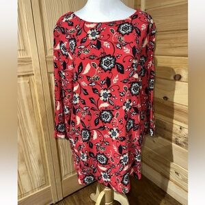 J.JILL Dark Pink Floral Top Size XL 3/4 Sleeve